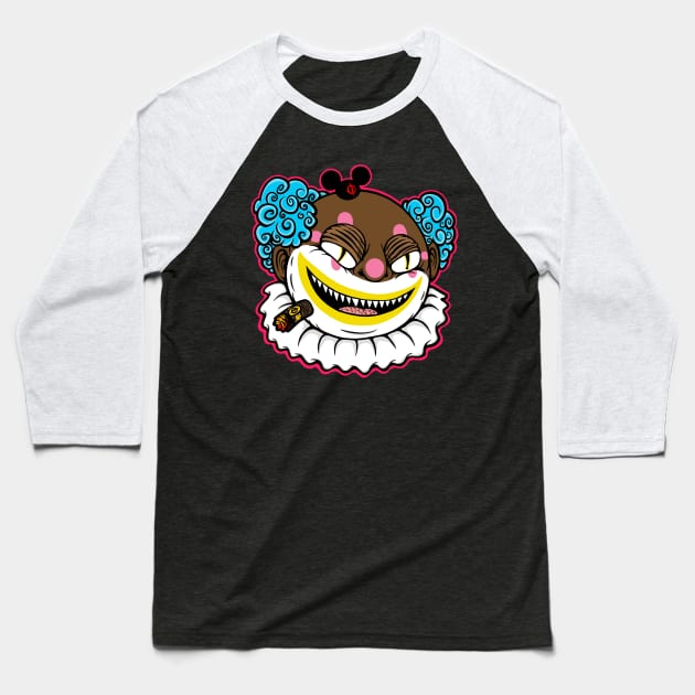 Rexyus the Clown Baseball T-Shirt by flynnryanart